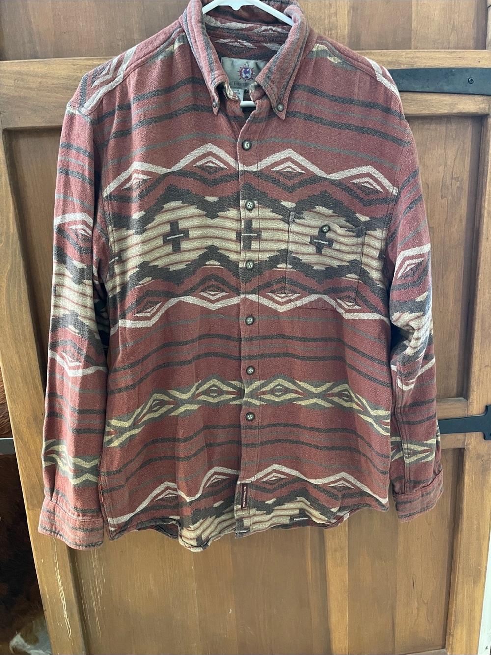 The Territory Ahead Rust and Beige Aztec Button-Down Shirt